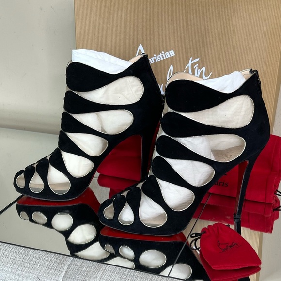 Christian Louboutin Black Mesh Heel Bootie - Picture 3 of 11